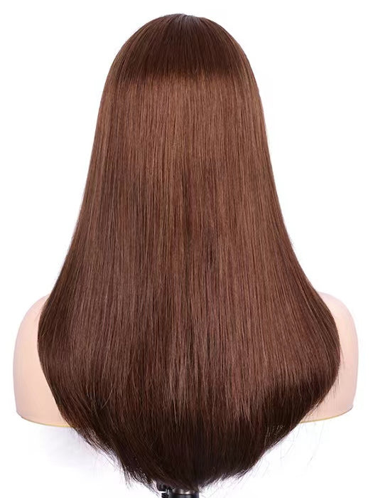 Belle Long Brown Straight Wigs 100% Remy Human Hair Wigs By imwigs®