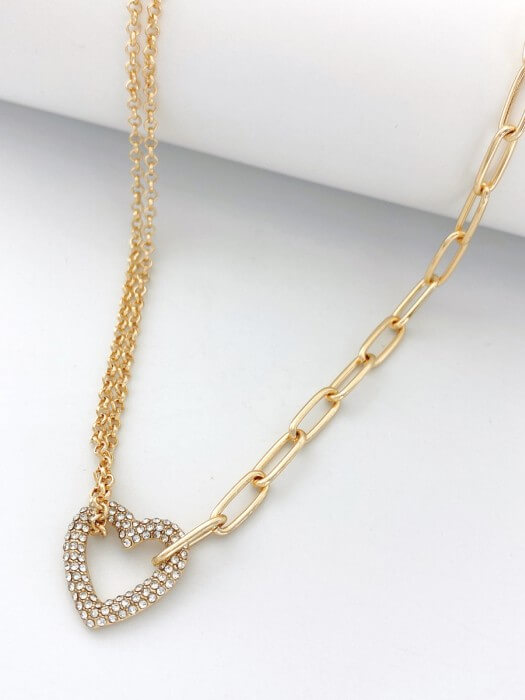 Full Imitation Diamond Fashion Peach Heart Clavicle Necklace