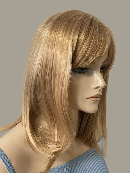 Middle Length Straight Highlight Wigs Blonde Synthetic Wigs With Bangs By imwigs®