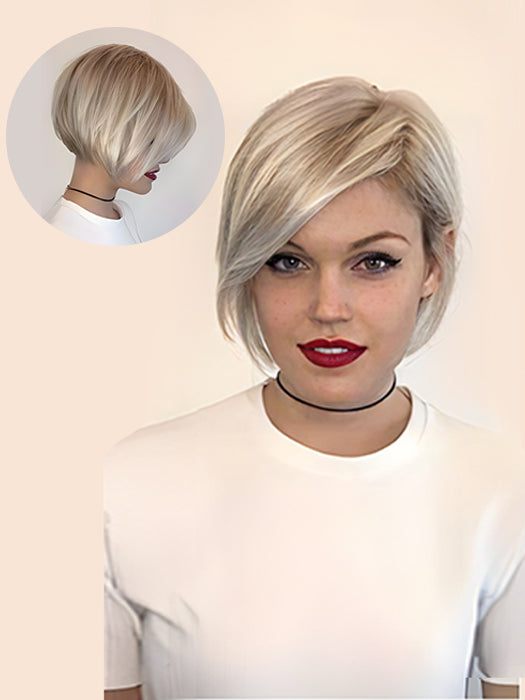 Short Bob Platinum Straight Synthetic Wig By imwigs®