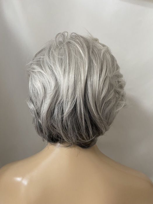 Gray Pepper Short Layered Wavy Synthetic Wig By imwigs®