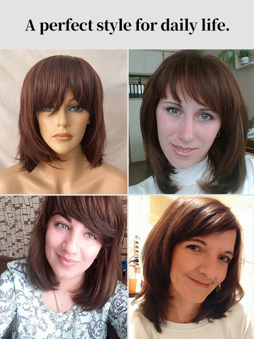 Middle Length Layered Wigs Shag Hairstyle Capless Synthetic Wigs By imwigs®