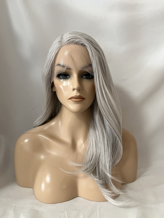 Salt&Pepper Long Straight Lace Part Synthetic Wig By imwigs®