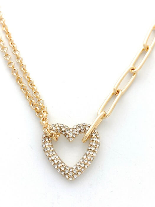 Full Imitation Diamond Fashion Peach Heart Clavicle Necklace