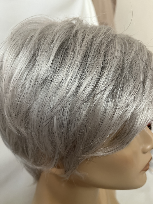 Short Straight Layered Gray Synthetic Wig By imwigs®