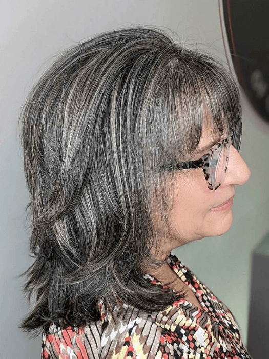 Medium Dark Gray Wigs Synthetic Wigs With Cute Layers By imwigs®