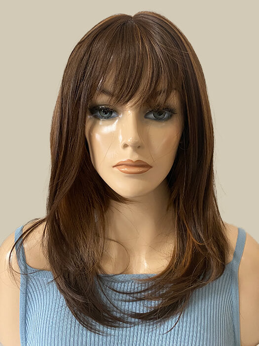 Leyla Long Straight Layered Brown Monofilament Wig By imwigs®