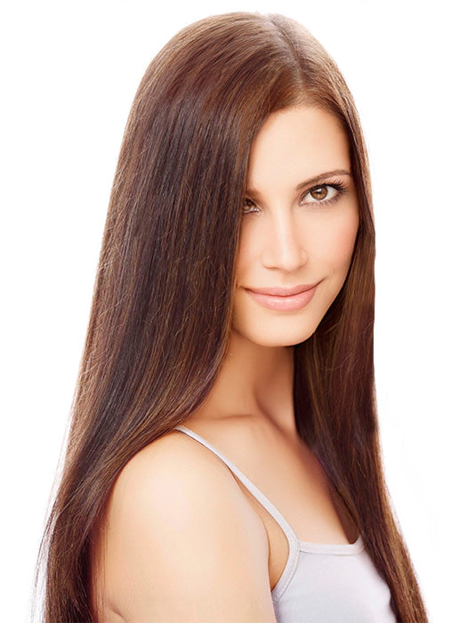 Belle Long Brown Straight Wigs 100% Remy Human Hair Wigs By imwigs®