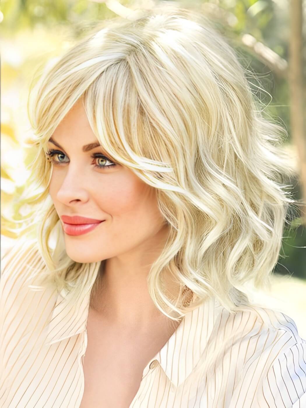 Chin Length Wavy Blonde Synthetic Wigs By imwigs®