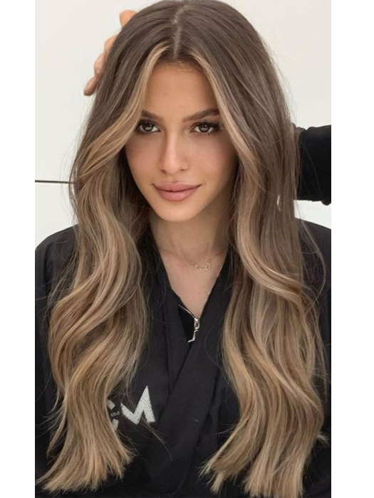 24 Inch Long Ombre Blonde Highlighted Waved Lace Part Wig By imwigs®
