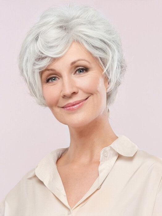 Classical Short Silver Gray Wavy Curly Synthetic Wigs By imwigs®