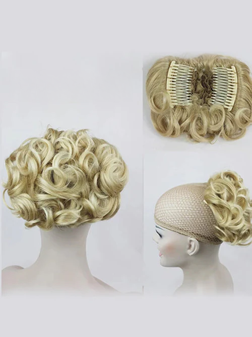 Short Messy Curly Hair Bun Extension Easy Stretch Hair Combs Clip By imwigs®