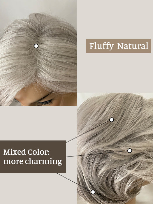 Gray Pepper Short Layered Wavy Synthetic Wig By imwigs®
