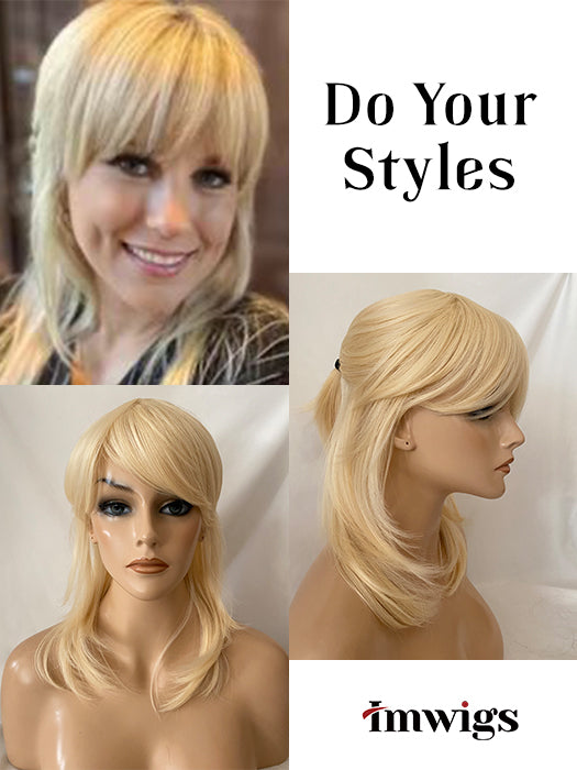Sexy Middle Length Straight Layered Wigs Blonde Synthetic Wigs By imwigs®