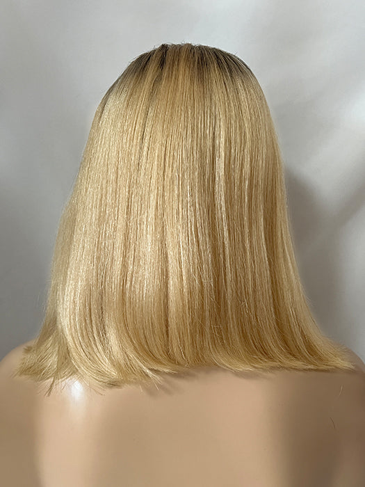 Perruques 100% cheveux humains droites à racines blondes de longueur d'épaule par imwigs®